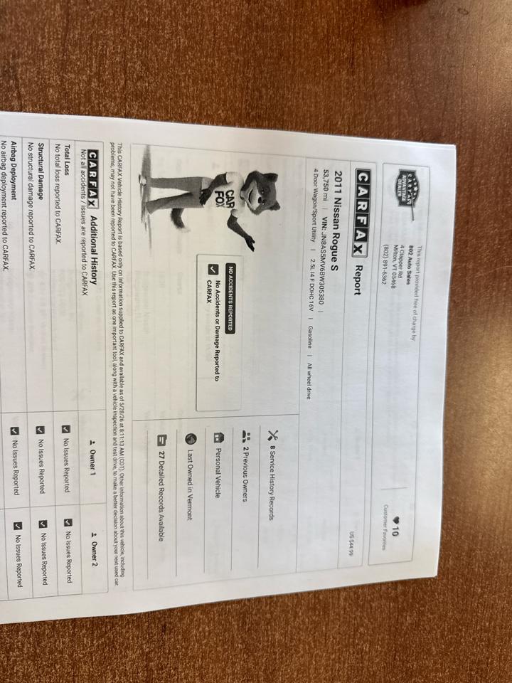Nissan Rogue S AWD 2011