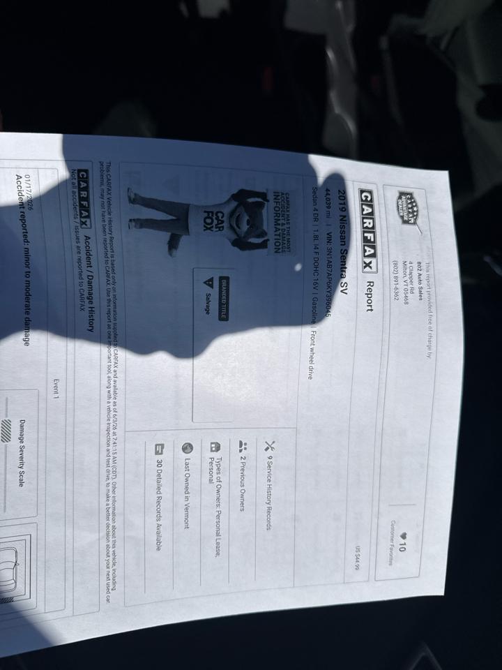 Nissan Sentra S CVT 2019