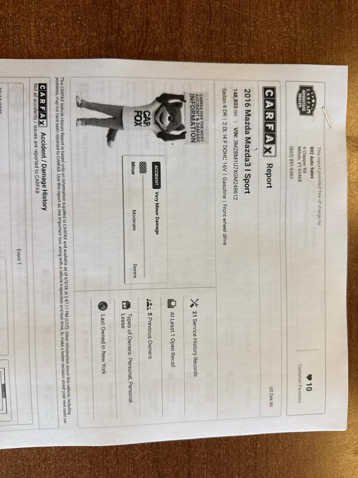 Mazda MAZDA3 i Sport AT 4-Door 2016