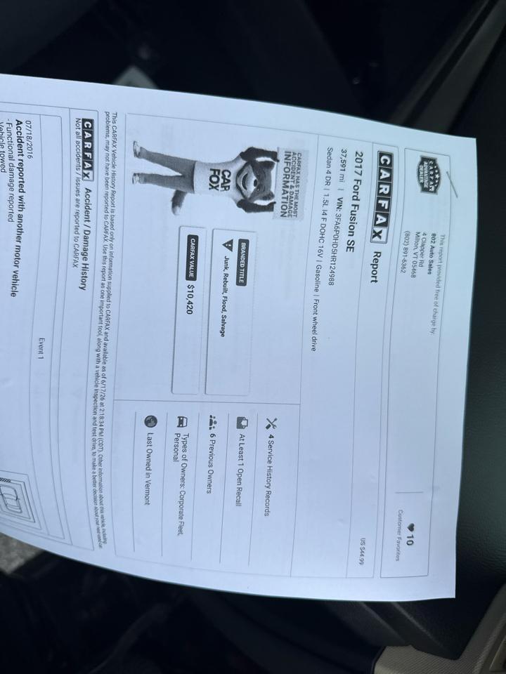 Ford Fusion SE 2017