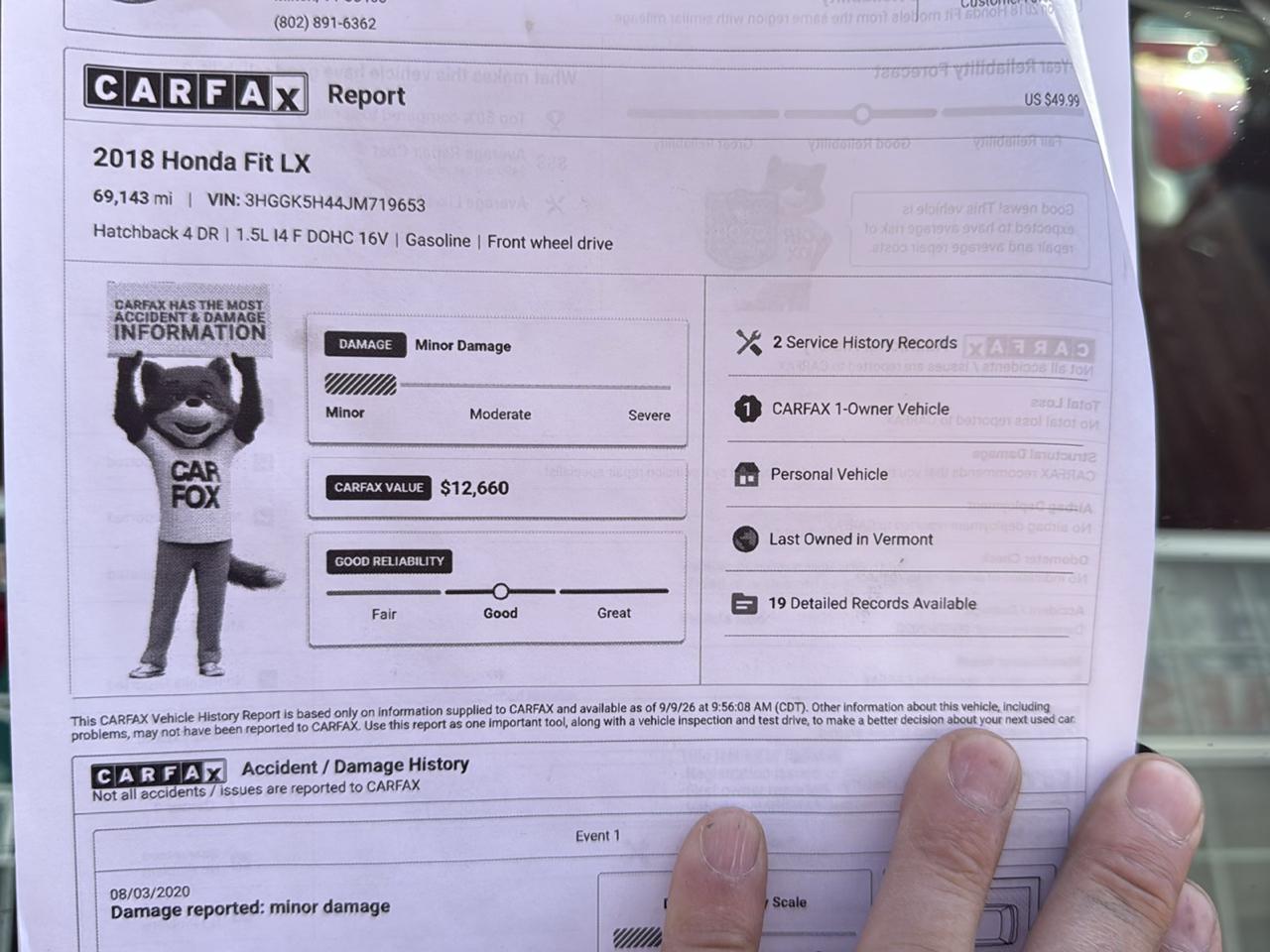 Honda Fit LX CVT 2018