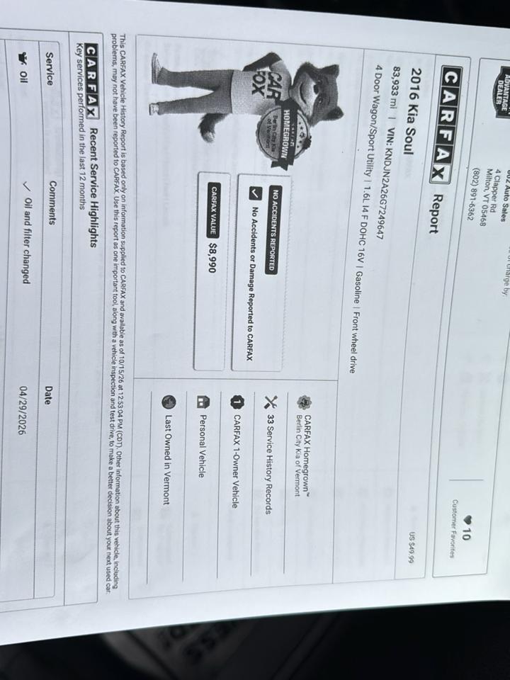 Kia Soul Base 6A 2016