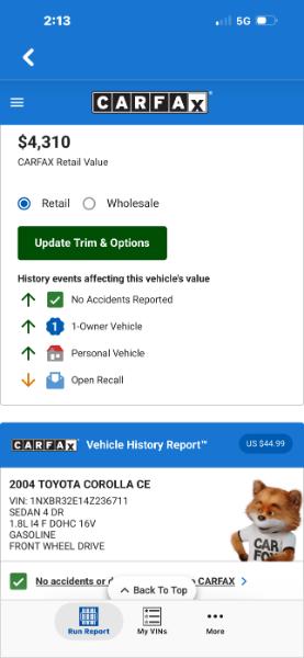 Toyota Corolla LE 2004