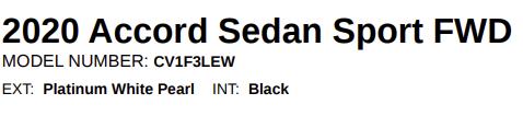 Honda Accord Sport CVT 2020