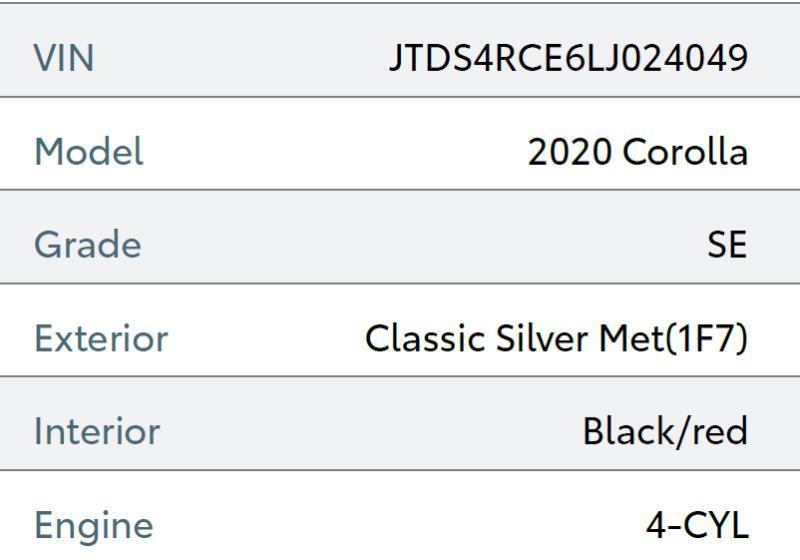 Toyota Corolla SE Nightshade 2020