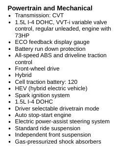Toyota Prius c One 2018 Toyota Prius c One 2018