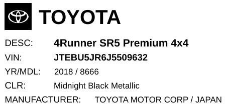 Toyota 4Runner SR5 Premium 4WD 2018