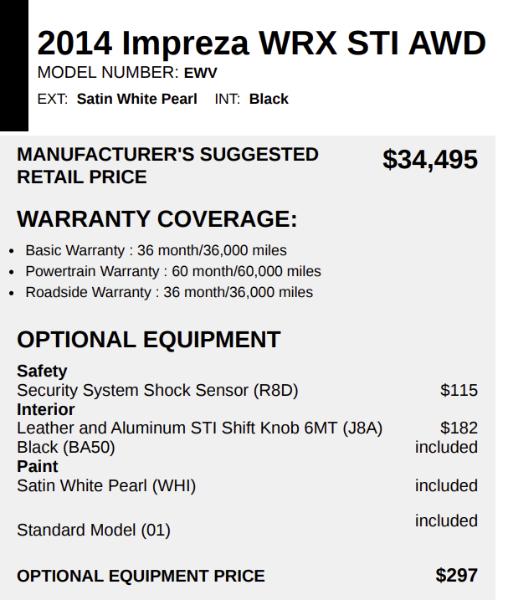 Subaru Impreza WRX STI 4-Door 2014