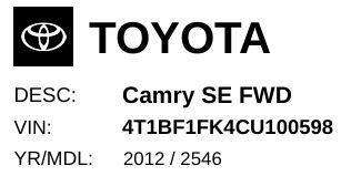 Toyota Camry SE 2012