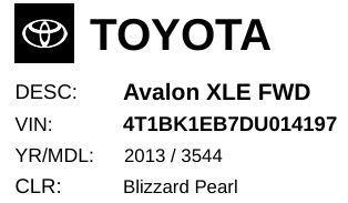 Toyota Avalon XLE 2013