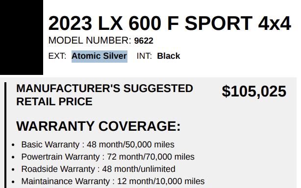 Lexus LX 600 F SPORT Handling 2023