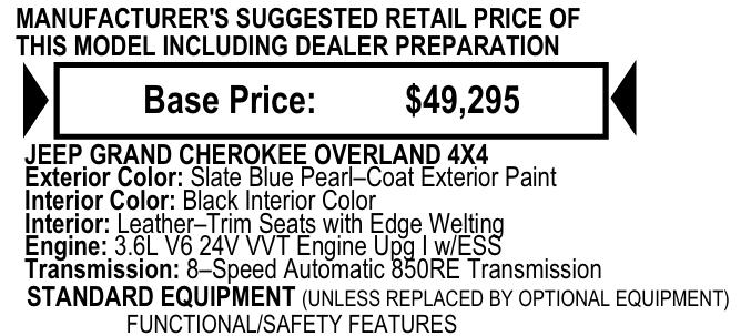Jeep Grand Cherokee Overland 4WD 2020