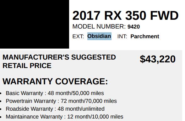 Lexus RX 350 FWD 2017