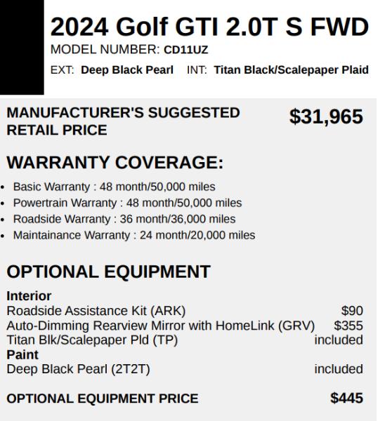 Volkswagen Golf GTI S 2024