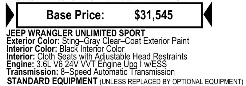 Jeep Wrangler Unlimited Sport S 2019