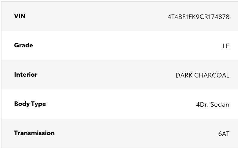 Toyota Camry LE 2012