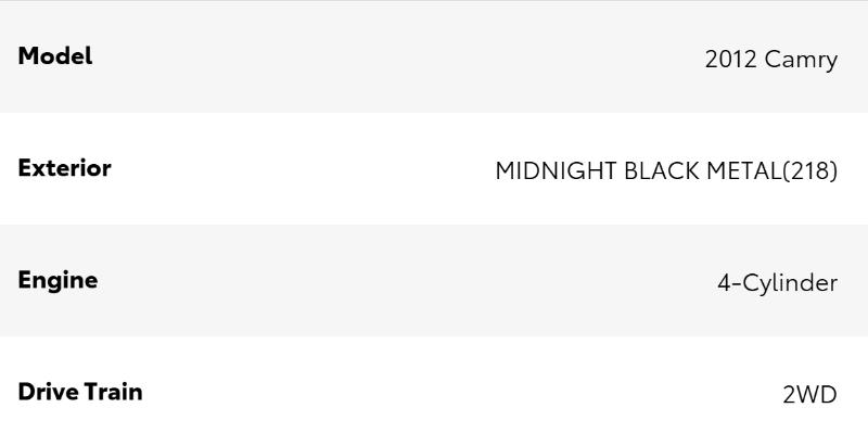Toyota Camry LE 2012