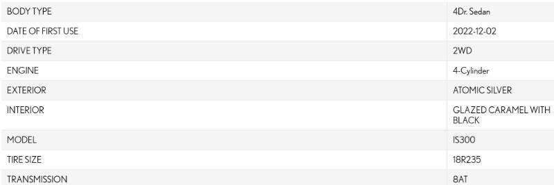 Lexus IS 300 RWD 2023