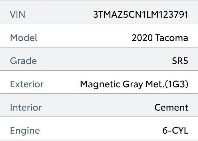 Toyota Tacoma SR5 Double Cab Long Bed V6 6AT 2WD 2020