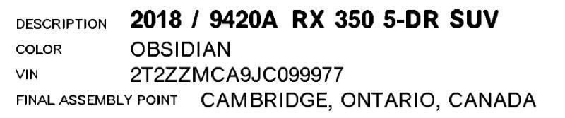 Lexus RX 350 FWD 2018