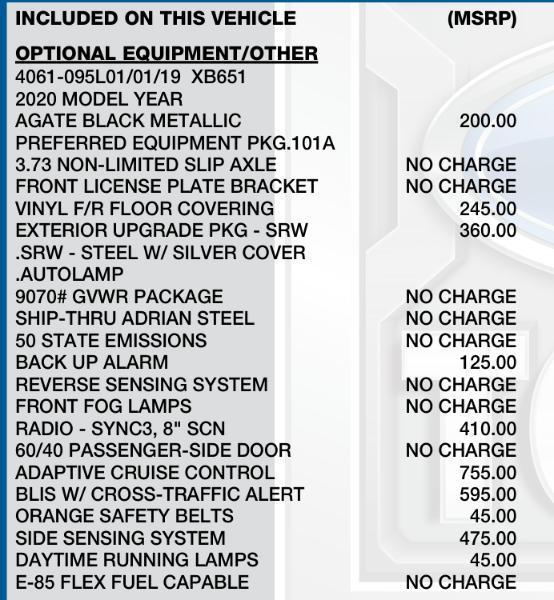 Ford Transit 250 Van Low Roof w/Sliding Pass. 130-in. WB 2020