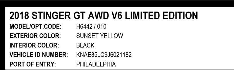 Kia Stinger GT AWD 2018