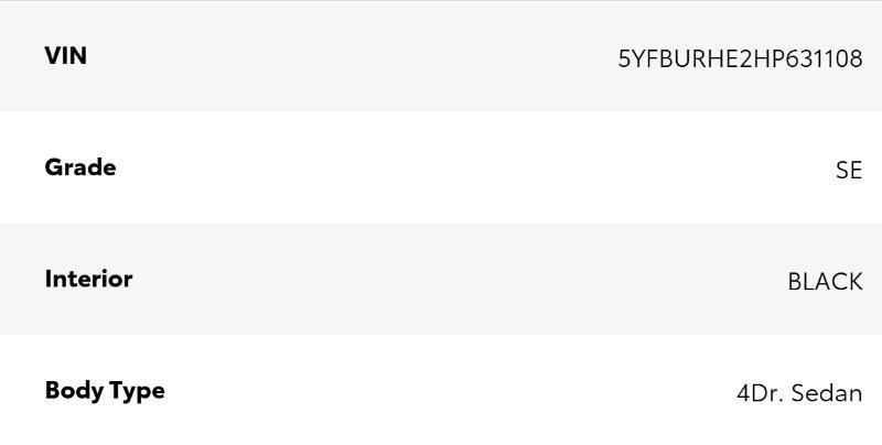 Toyota Corolla 50th Anniversary 4D Sedan 2017