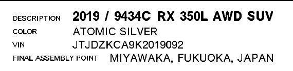 Lexus RX 350L AWD 2019