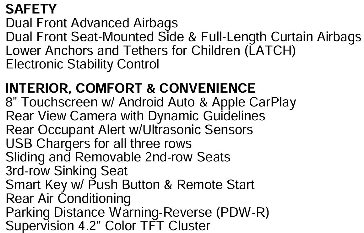 Kia Carnival LX Seat Package 2022