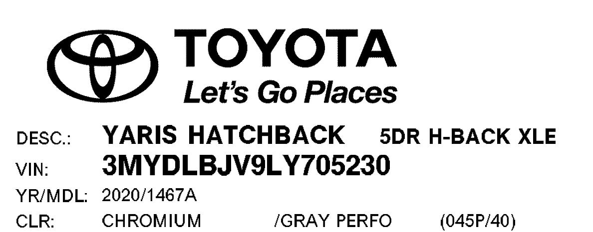 Toyota Yaris XLE Hatchback 2020