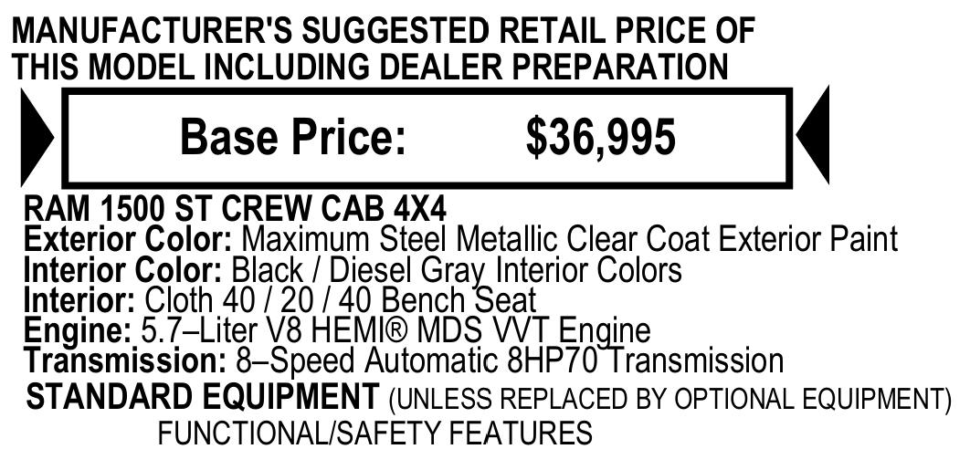 RAM 1500 ST Crew Cab 4WD 2018
