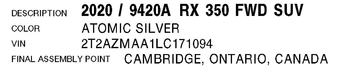 Lexus RX 350 FWD 2020