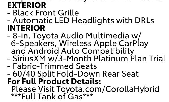 Toyota Corolla Hybrid LE 2023