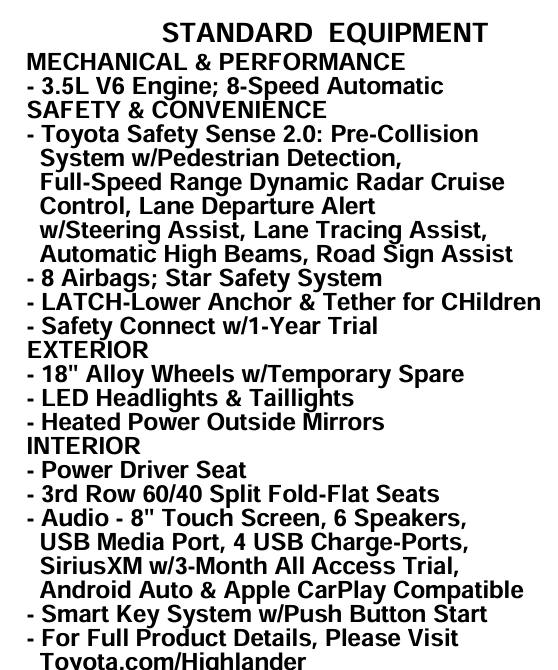 Toyota Highlander L 2020