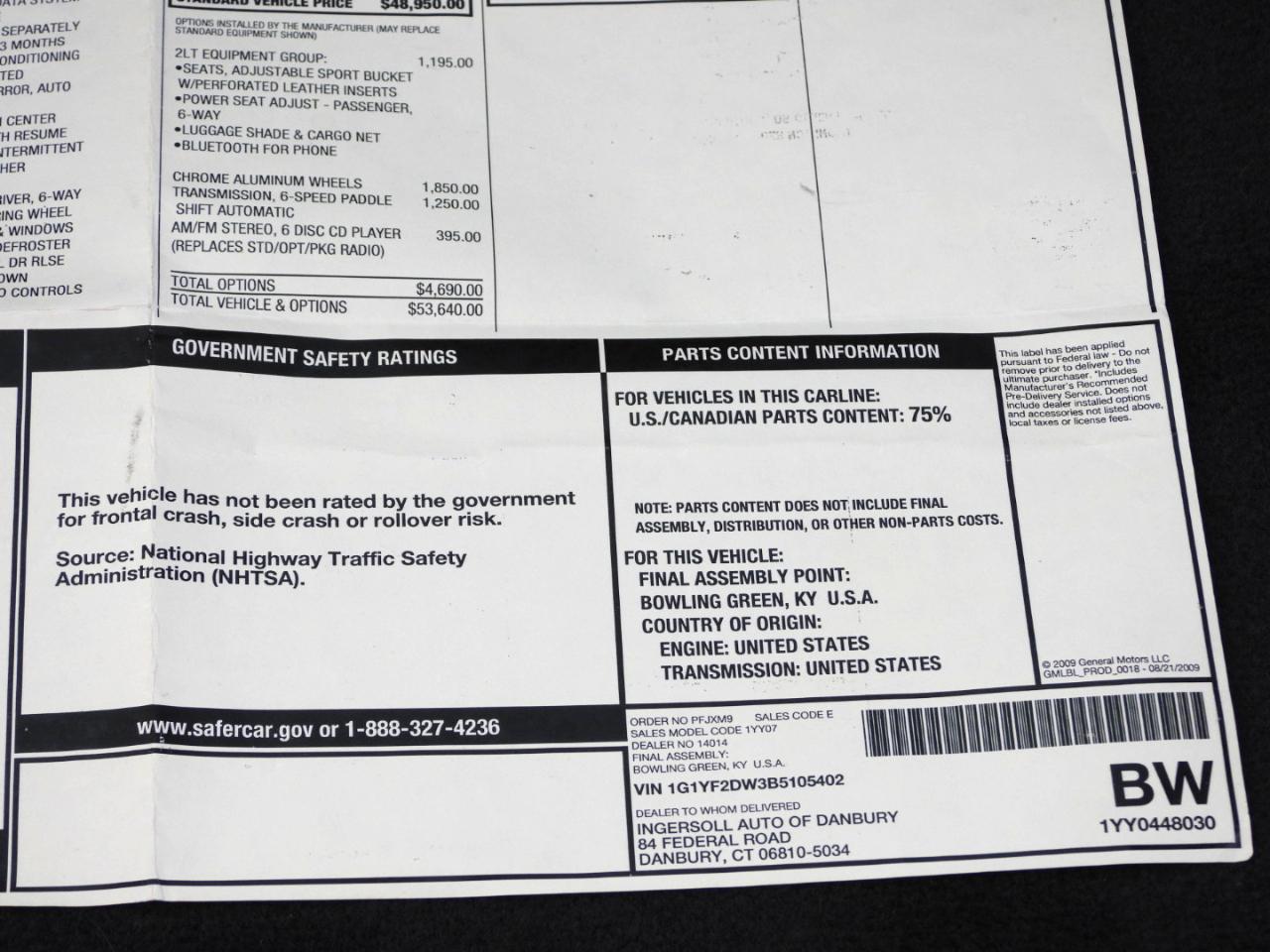 Chevrolet Corvette Preferred Coupe 2LT 2011