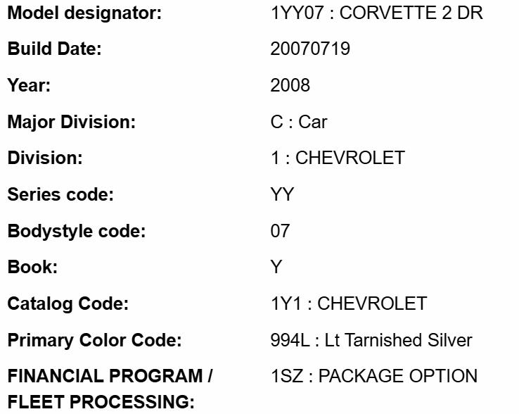 Chevrolet Corvette 3LT Coupe Automatic 2008