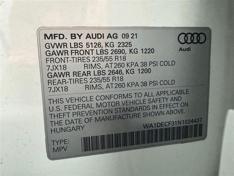 Audi Q3 S line Premium 45 TFSI quattro 2022 Audi Q3 S line Premium 45 TFSI quattro 2022