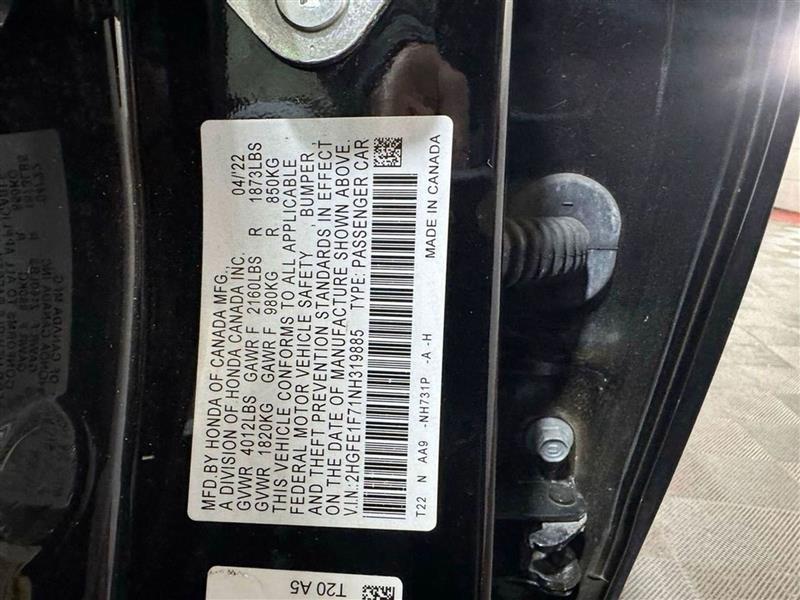 Honda Civic EX Sedan CVT 2022 Honda Civic EX Sedan CVT 2022