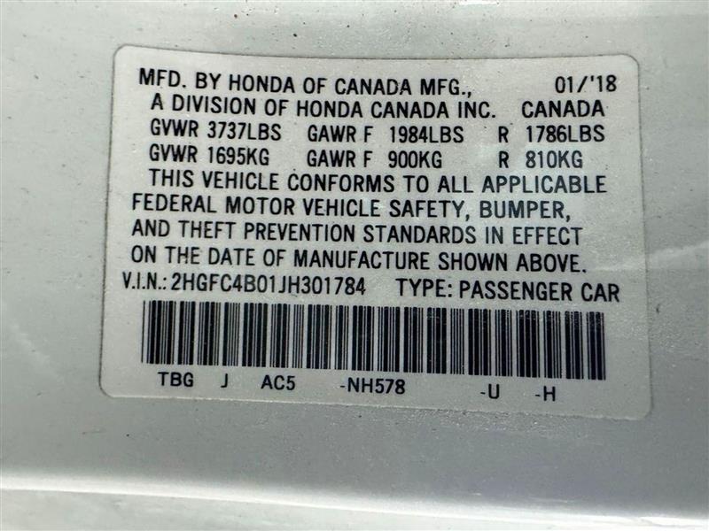 Honda Civic LX-P Coupe CVT 2018 Honda Civic LX-P Coupe CVT 2018