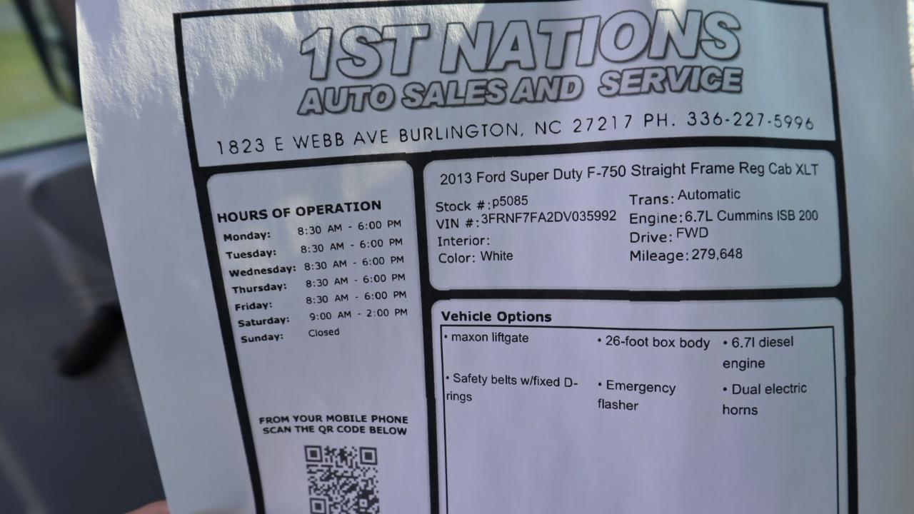 Ford Super Duty F-750 Straight Frame Reg Cab XLT 2013
