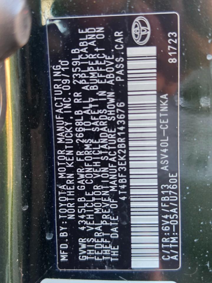 Toyota Camry 4dr Sdn I4 Man LE (Natl) 2011