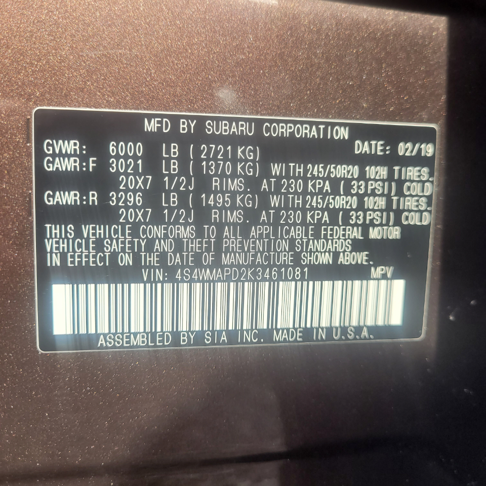 Subaru Ascent 2.4T Limited 7-Passenger 2019