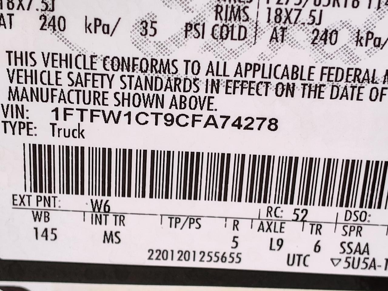 Ford F-150 2WD SuperCrew 145" XLT 2012