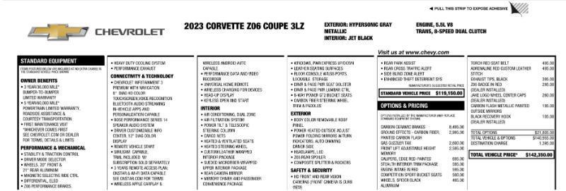 Chevrolet Corvette 2dr Z06 Cpe w/3LZ 2023
