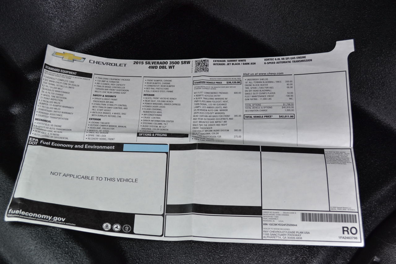 Chevrolet Silverado 3500HD Work Truck Double Cab Long Box 4WD 2015