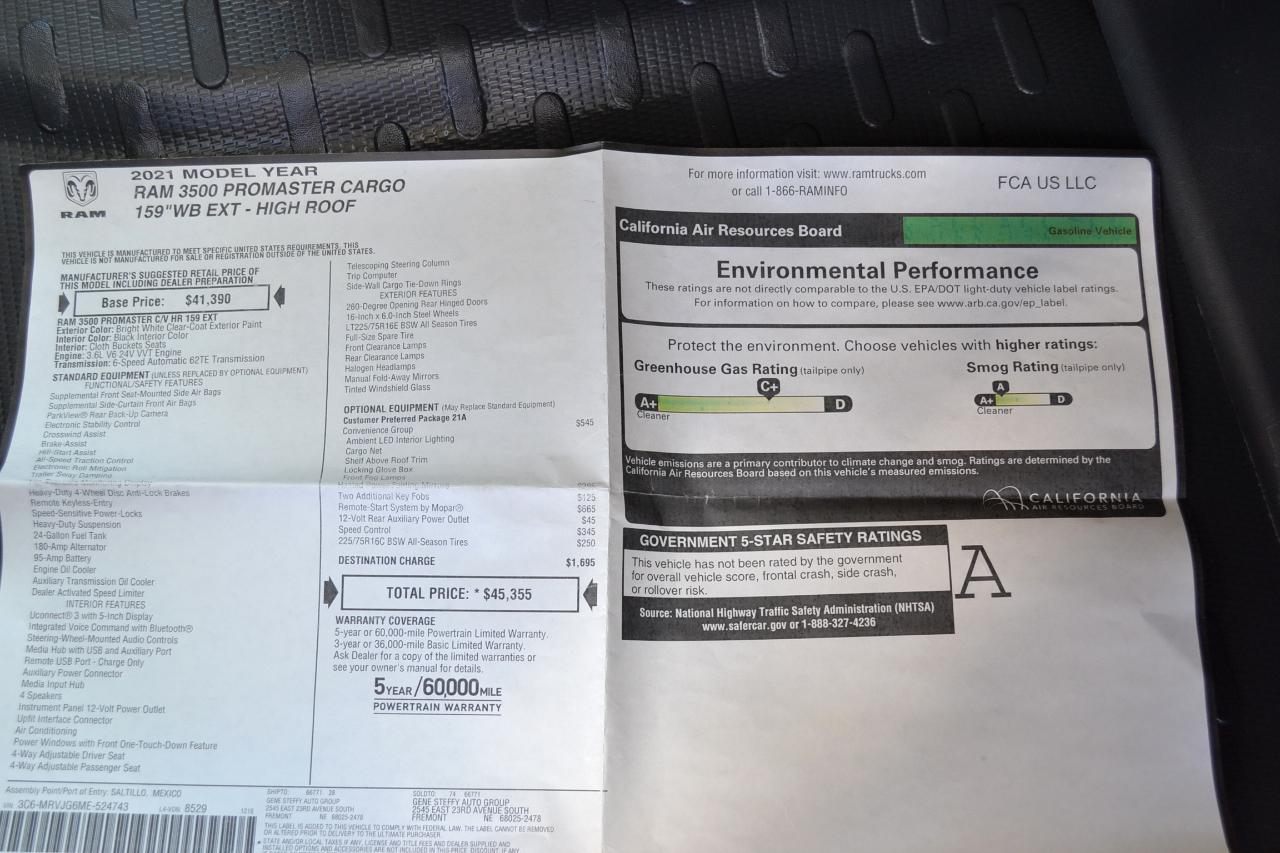 RAM Promaster 3500 High Roof 159-in. WB Ext 2021