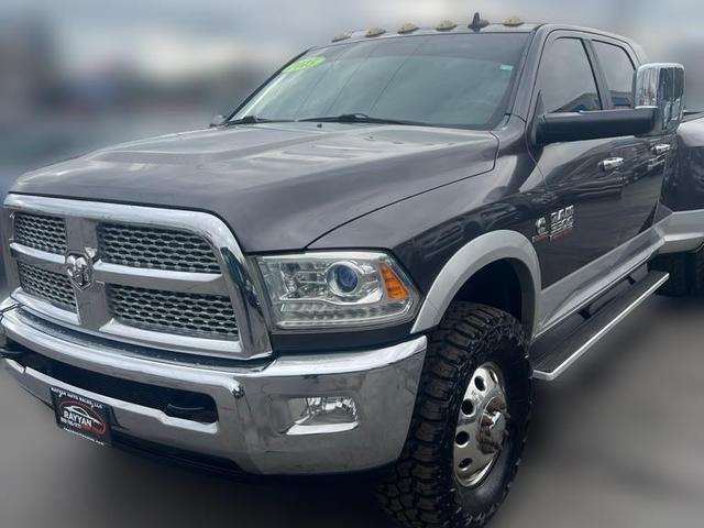 Gray 2015 RAM 3500 Laramie Mega Cab DRW 4WD Pickup Truck Four-Wheel Drive Automatic