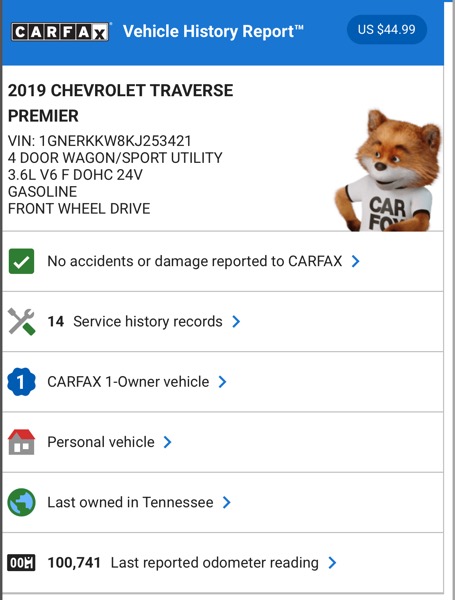 Chevrolet Traverse Premier FWD 2019