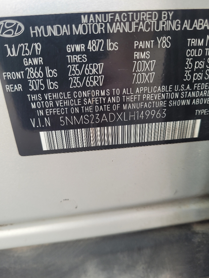 Hyundai Santa Fe 4dr 2WD Auto 2.4L I4 2020 Hyundai Santa Fe 4dr 2WD Auto 2.4L I4 2020