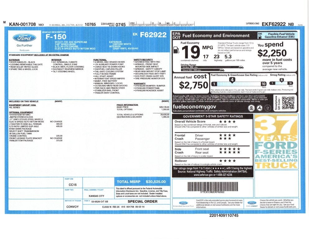 Ford F-150 XL SuperCab 8-ft. Bed 2WD 2014